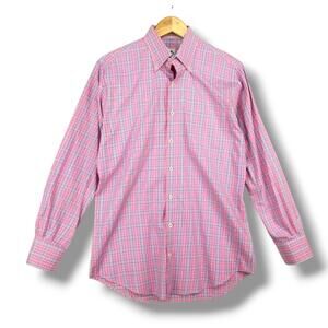Peter Millar‎ Crown Sport Plaid Button Down Shirt Medium Red Blue 100% Cotton